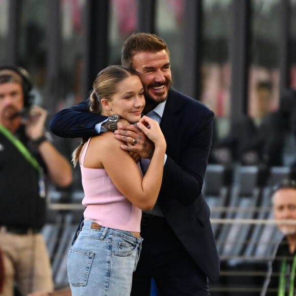 Harper Beckham et Lionel Messi lors des quarts de finale au DRV PNK Stadium à Fort Lauderdale. ©Backgrid USA / Bestimage