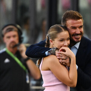 Harper Beckham et Lionel Messi lors des quarts de finale au DRV PNK Stadium à Fort Lauderdale. ©Backgrid USA / Bestimage