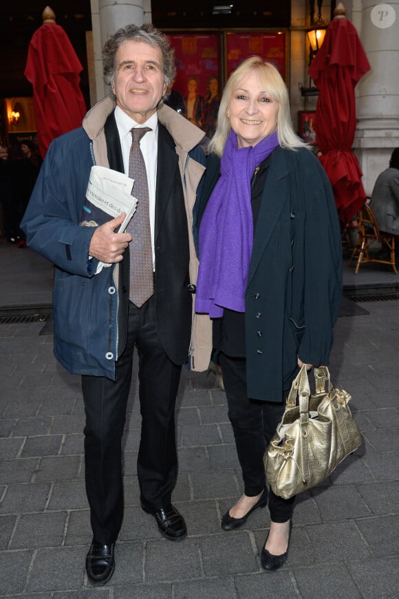 Gérard Leclerc, sa femme Julie - People à la générale de la pièce "La récompense" au Théatre Edouard 7 à Paris le 24 avril 2017. © Coadic Guirec/Bestimage