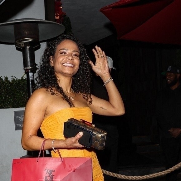 Exclusif - Christina Milian et son mari M. Pokora (Matt Pokora) à la sortie du restaurant Catch Steak House à West Hollywood, Los Angeles, Californie, Etats-Unis, le 6 janvier 2023. Christina est avec un à emporter. 