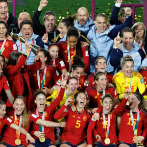 Letizia d'Espagne et sa fille Sofia ont assisté à la finale de la Coupe du monde de football féminin, remportée par l'Espagne contre l'Angleterre (1-0). © Sydney Low/ZUMA Press Wire/Bestimage