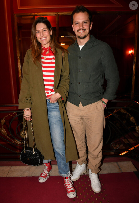 Exclusif - Juan Arbelaez et sa femme Laury Thilleman (Miss France 2011) - Générale du chanteur Amir Haddad, seul-en-scène dans la pièce "Sélectionné" mise en scène par S. Suissa au théâtre Edouard VII à Paris le 28 mars 2022. © Veeren/Bestimage Sélectionné, texte de M. Elya, raconte l'incroyable histoire du nageur Alfred Nakache, dont une piscine parisienne porte le nom dans le XXème arrondissement. Cet athlète a été plusieurs fois champion de France avant et après sa déportation à Auschwitz car de confession juive. © Veeren/Bestimage