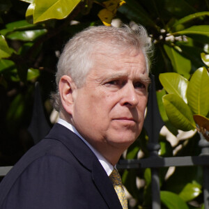 Le prince Andrew duc d'York - La famille royale du Royaume Uni arrive à la chapelle Saint George pour la messe de Pâques au château de Windsor le 9 avril 2023. 
