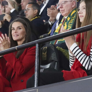 La reine Letizia d'Espagne et sa fille la princesse Sofia assistent à la finale de la Coupe du monde féminine de la FIFA au Stadium Australia à Sydney, Australie, le 20 août 2023. 