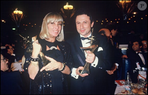 Michel Drucker et Dany Saval à la soirée des 7 D'Or en 1987.