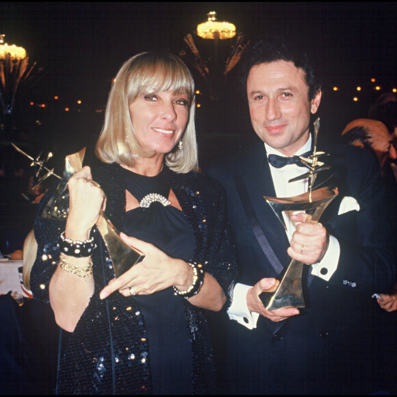 Michel Drucker et Dany Saval à la soirée des 7 D'Or en 1987.