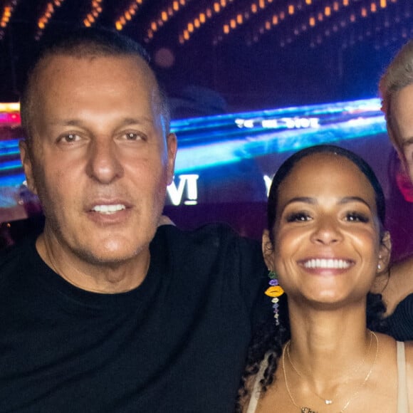 Exclusif - Jean-Roch, M. Pokora (Matt Pokora), sa femme Christina Milian - People dînent au restaurant "Gioia" avant de faire la fête au VIP Room à Saint-Tropez le 28 juillet 2022. © Hippolyte Hamonet/Bestimage 
