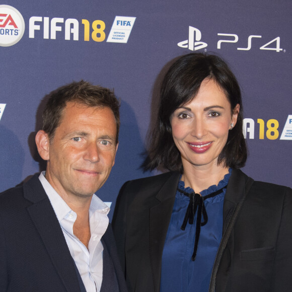 Géraldine Maillet et son compagnon Daniel Riolo - Lancement du jeu vidéo de football FIFA 18 (FIFA 2018) à l'établissement public de coopération culturelle parisien "CentQuatre" à Paris, France, le 25 septembre 2017. © Pierre Perusseau/Bestimage