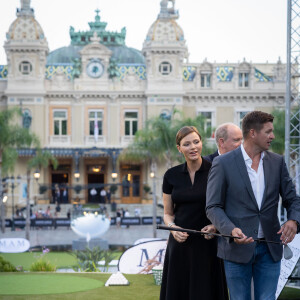 Le prince Albert II de Monaco, la princesse Charlene, Gareth Wittstock - 19e trou de golf de la Princess of Monaco Cup 2023 dans les Jardins des Boulingrins à Monaco, le 6 septembre 2023. © Olivier Huitel / Pool / Bestimage