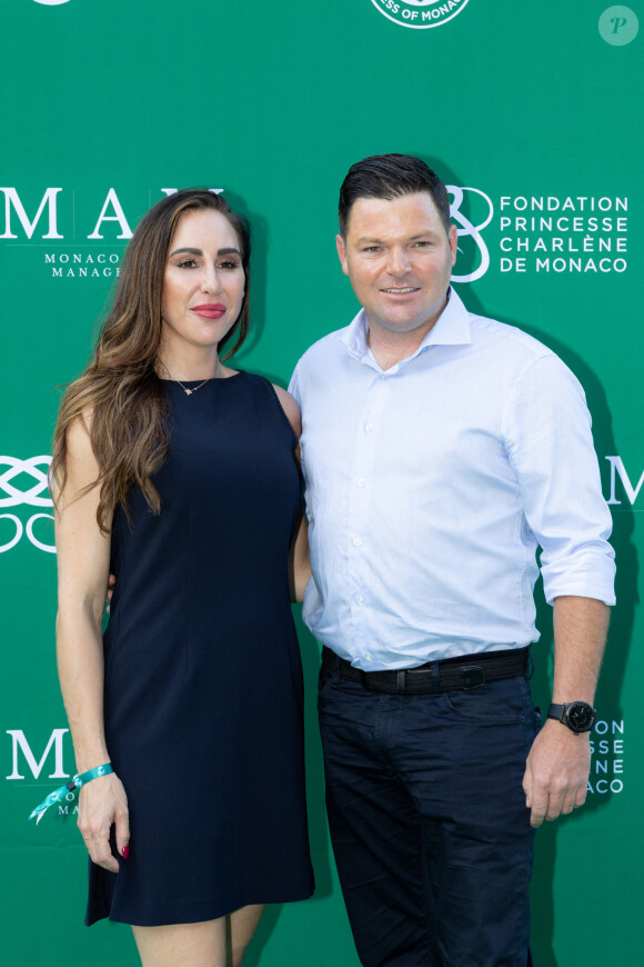 Sean Wittstock et sa femme Chantell Violet Serfontein - 19e trou de golf de la Princess of Monaco Cup 2023 dans les Jardins des Boulingrins à Monaco, le 6 septembre 2023. © Olivier Huitel / Pool / Bestimage