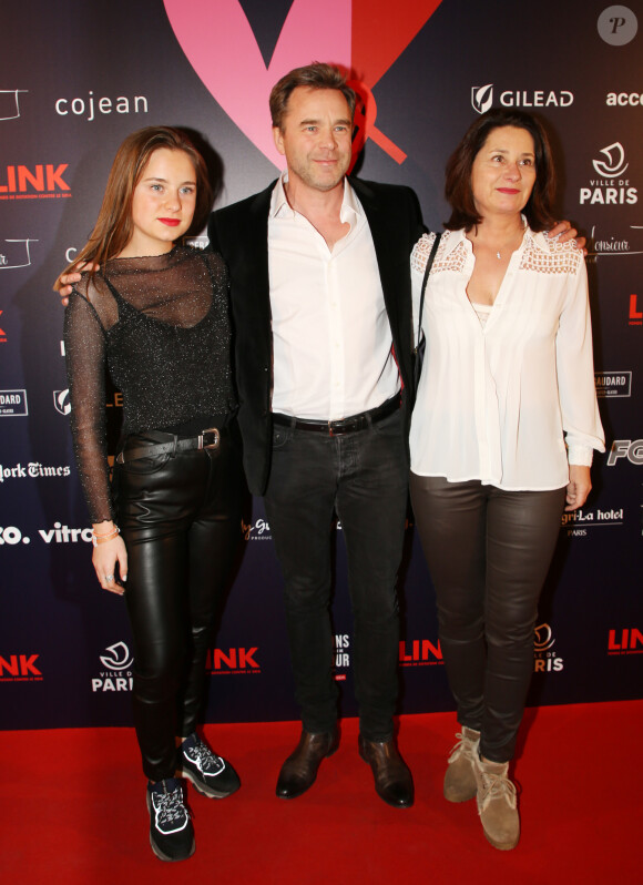 Guillaume de Tonquédec avec sa femme Christèle et leur fille Victoire lors du gala de charité le grand bal "ParAmour' à l'hôtel de ville de Paris, France, le 14 février 2019.  © Denis Guignebourg/Bestimage