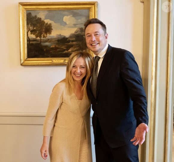 Elon Musk, PDG de Tesla, a rencontré Giorgia Meloni, la Première ministre italienne, au palais Chigi à Rome, le 15 juin 2023.