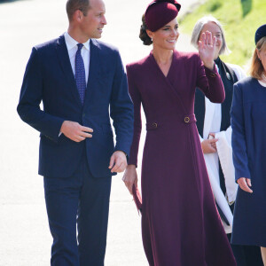 Le prince William, prince de Galles, et Catherine (Kate) Middleton, princesse de Galles assistent à un service religieux marquant le premier anniversaire de la mort de la reine Elizabeth II à la cathédrale St Davids à Haverfordwest dans le Pembrokeshire, pays de Galles, Royaume Uni, le 8 septembre 2023.