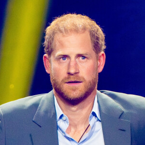 Dusseldorf, GERMANY - Prince Harry, Duke of Sussex during the opening ceremony of Invictus Games 2023 at the Merkur Spiel-Arena in Dusseldorf. Pictured: Prince Harry