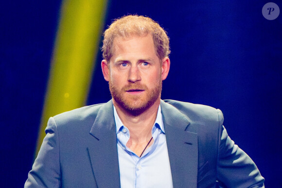 Dusseldorf, GERMANY - Prince Harry, Duke of Sussex during the opening ceremony of Invictus Games 2023 at the Merkur Spiel-Arena in Dusseldorf. Pictured: Prince Harry