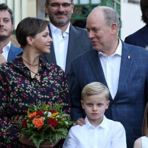 La princesse Charlene de Monaco, Le prince Albert II de Monaco, La princesse Gabriella de Monaco, comtesse de Carladès, Le prince Jacques de Monaco, marquis des Baux et Dimitri Rassam lors du traditionnel pique-nique "U Cavagnëtu" au parc Princesse Antoinette à Monaco le 9 septembre 2023. © Claudia Albuquerque / Bestimage 