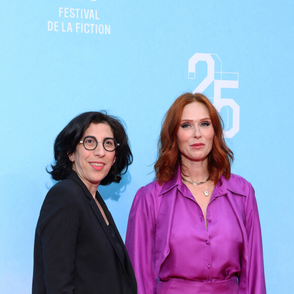 Rima Abdul Malak, ministre de la Culture, Audrey Fleurot, présidente du jury - Photocall d'ouverture du Festival de la Fiction 2023 à La Rochelle le 12 septembre 2023. © Denis Guignebourg / Bestimage
