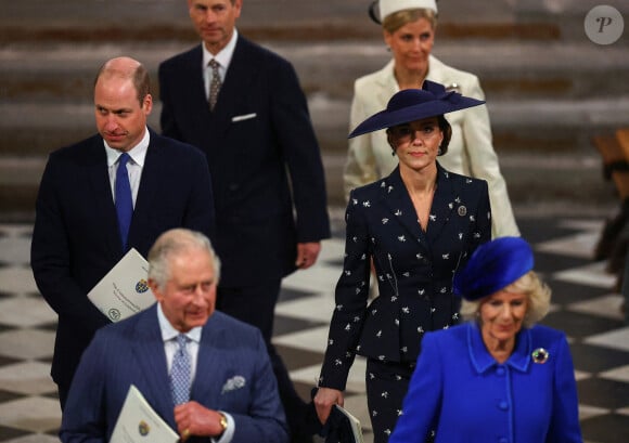 Le roi Charles III d'Angleterre, Camilla Parker Bowles, reine consort d'Angleterre, Le prince William, prince de Galles, Catherine (Kate) Middleton, princesse de Galles, Sophie Rhys-Jones, duchesse d'Édimbourg, le prince Edward, duc d'Édimbourg - Service annuel du jour du Commonwealth à l'abbaye de Westminster à Londres, Royaume Uni, le 13 mars 2023. 