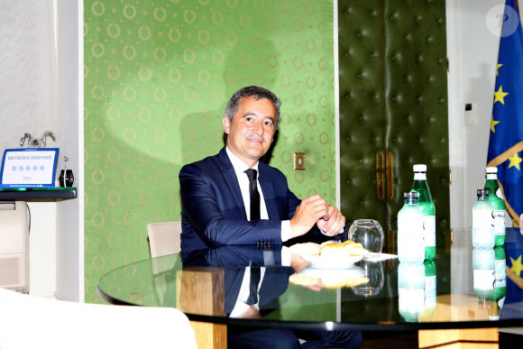 Le ministre est en déplacement à Ajaccio rencontre Stéphane Sbraggia, maire d'Ajaccio  Gérald Darmanin, ministre de l'Intérieur et des Outre-mer, en déplacement à Ajaccio, le 14 septembre 2023. 