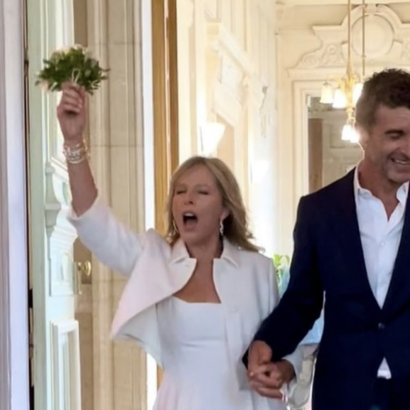 Karin Viard et son mari Manuel Herrero le jour de leur mariage.  