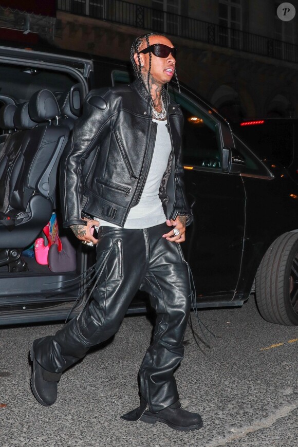 Tyga arrive à l'after-party Balmain à Paris pendant la Fashion Week, le 27 septembre 2023