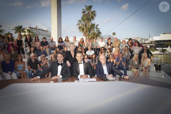 Exclusif - Bertrand Chameroy, Mohamed Bouhafsi, Pierre Lescure, Anne-Elisabeth Lemoine - Emission "C à vous" lors du 76ème Festival International du Film de Cannes le 26 mai 2023. ©