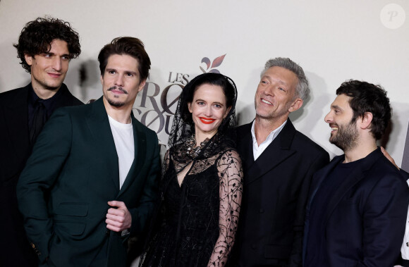 Exclusif - Louis Garrel, François Civil, Eva Green, Vincent Cassel, Pio Marmaï - Les acteurs du film "Les Trois Mousquetaires : D'Artagnan" à l'avant-première aux Invalides à Paris le 21 mars 2023. © Jacovides / Guirec / Moreau / Bestimage 