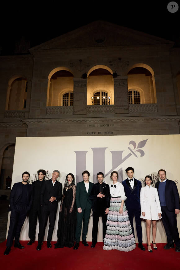 Exclusif - Pio Marmaï, Louis Garrel, Vincent Cassel, Eva Green, François Civil, Romain Duris, Vicky Krieps, Jacob Fortune-Lloyd, Lyna Khoudri et Eric Ruf - Les acteurs du film "Les Trois Mousquetaires : D'Artagnan" à l'avant-première aux Invalides à Paris le 21 mars 2023. © Moreau / Guirec / Jacovides / Bestimage 