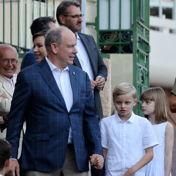 La princesse Charlene de Monaco, Le prince Albert II de Monaco, La princesse Gabriella de Monaco, comtesse de Carladès, Le prince Jacques de Monaco, marquis des Baux lors du traditionnel pique-nique "U Cavagnëtu" au parc Princesse Antoinette à Monaco le 9 septembre 2023. © Claudia Albuquerque / Bestimage 