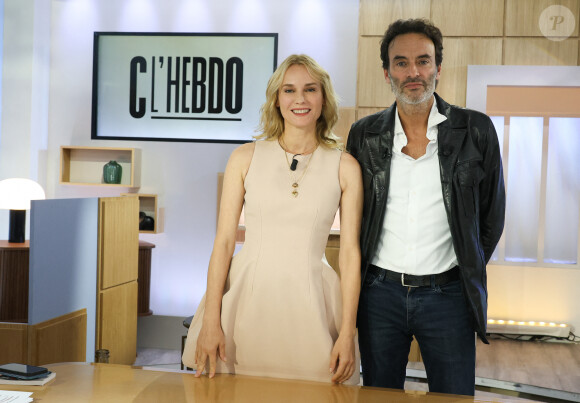 Exclusif - Diane Kruger, Anthony Delon lors de l'enregistrement de l'émission "C l'Hebdo" présentée par A.Casse à Paris le 29 septembre 2023. © Coadic Guirec / Bestimage