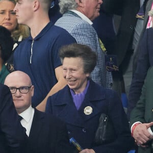 La princesse Anne dans les tribunes du match de Coupe du monde de rugby opposant l'Irlande à l'Ecosse (36-14) au stade de France à Saint-Denis, proche Paris, Seine Saint-Denis, France, le 7 octobre 2023. © Jacovides-Moreau/Bestimage