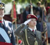 Et elle a parfaitement brillé dans l'exercice ! 
Felipe VI, Reine Letizia et Princesse Leonor assistent à la Parade Militaire de la Fête Nationale, Madrid, Espagne, 12 octobre 2023.
