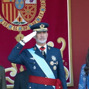 Felipe VI, Reine Letizia et Princesse Leonor assistent à la Parade Militaire de la Fête Nationale, Madrid, Espagne, 12 octobre 2023.