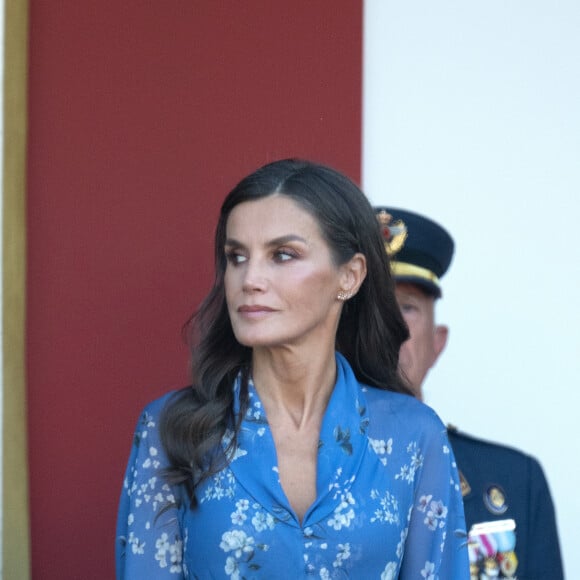 Letizia d'Espagne - Felipe VI, Reine Letizia et Princesse Leonor assistent à la Parade Militaire de la Fête Nationale, Madrid, Espagne, 12 octobre 2023.