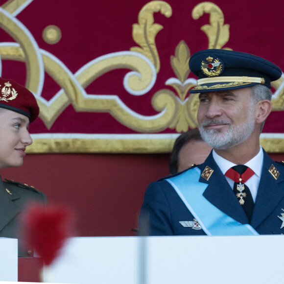 Felipe VI, Reine Letizia et Princesse Leonor assistent à la Parade Militaire de la Fête Nationale, Madrid, Espagne, 12 octobre 2023.