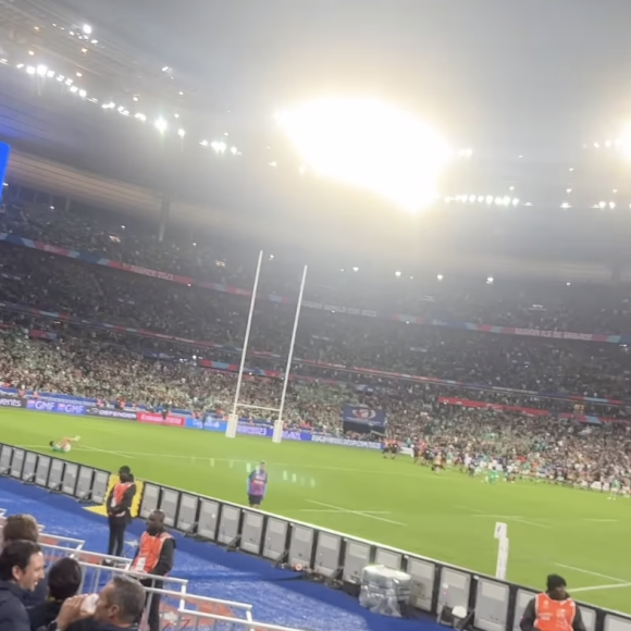 Marine Lorphelin et son nouveau chéri à un match du rugby le 14 octobre 2023.