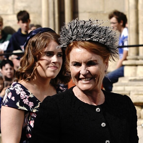 La princesse Eugenie d'York et sa mère Sarah Margaret Ferguson, duchesse d'York - Les invités arrivent au mariage de E. Goulding et C. Jopling en la cathédrale d'York, le 31 août 2019 