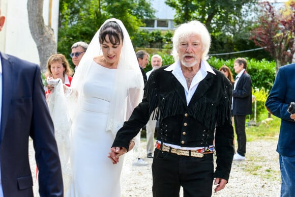 Mariage d'Hugues Aufray et de Murielle Mégevand à l'église Saint-Vigor de Marly-Le Roy, France, le 2 septembre 2023.