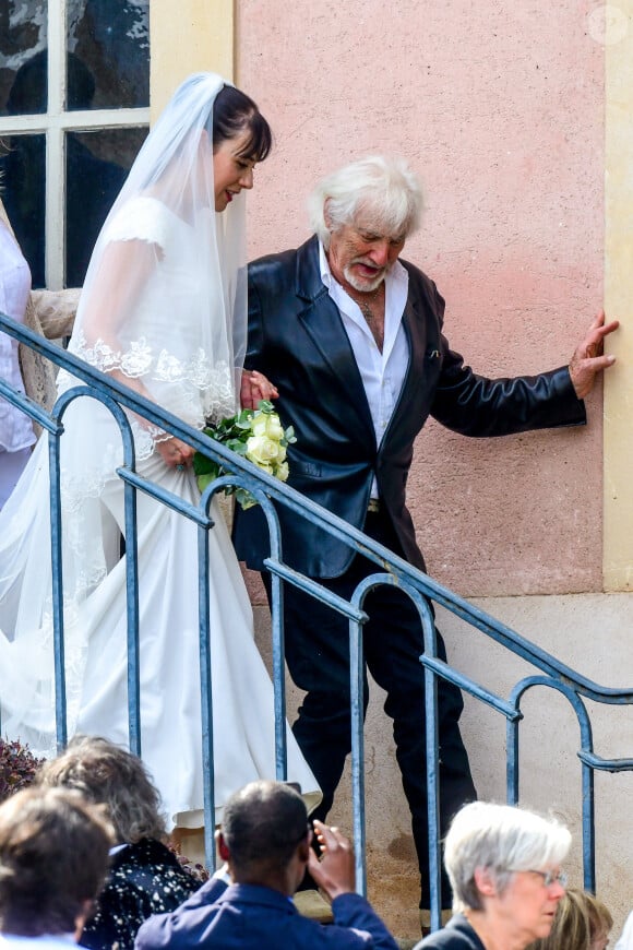 Mariage d'Hugues Aufray et de Murielle Mégevand à l'église Saint-Vigor de Marly-Le Roy, France, le 2 septembre 2023.