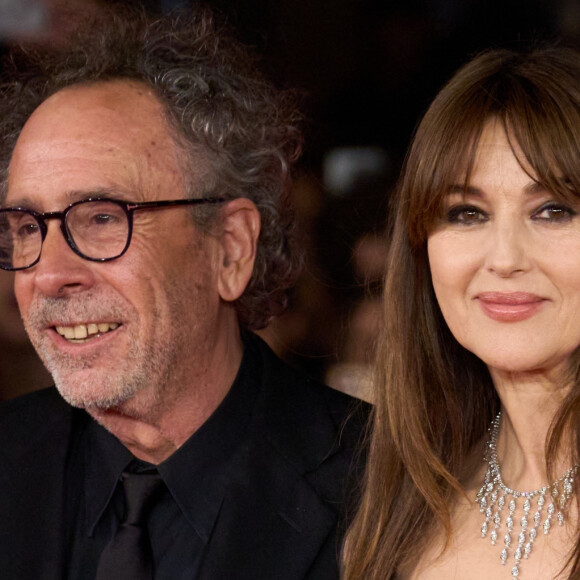Monica Bellucci et Tim Burton - Première du film "Diabolik" lors de la 18ème édition du festival du film de Rome le 19 octobre 2023. © ANSA via ZUMA Press / Bestimage