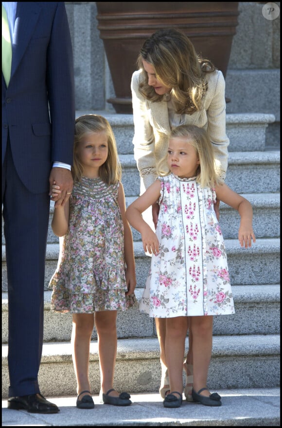 La princesse Letizia, et ses filles Leonor et Sofia - LA FAMILLE ROYALE ESPAGNOLE RECOIT LE PAPE BENOIT XVI AU PALAIS ZARZUELA 
