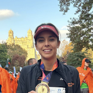 Marine Lorphelin lors du marathon de New York. Instagram