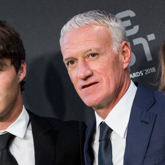 Didier Deschamps, sa femme Claude et leur fils Dylan - Les célébrités arrivent à la cérémonie des Trophées Fifa 2018 au Royal Festival Hall à Londres, Royaume Uni, le 25 septembre 2018. © Cyril Moreau/Bestimage