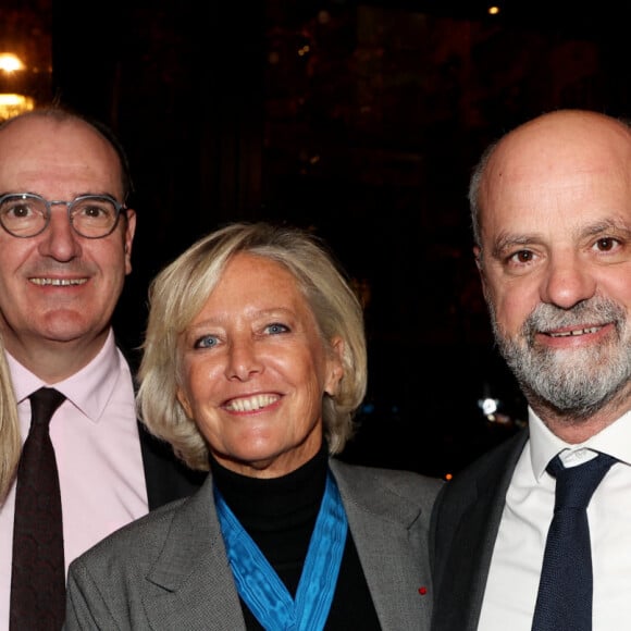 (Choix de S.Cluzel) - Exclusif - Brigitte Macron, Jean Castex, Sophie Cluzel, Jean-Michel Blanquer - Sophie Cluzel est élevée au grade de commandeur de l'Ordre National du Mérite au Café Joyeux à Paris le 7 novembre 2023. © Dominique Jacovides / Bestimage