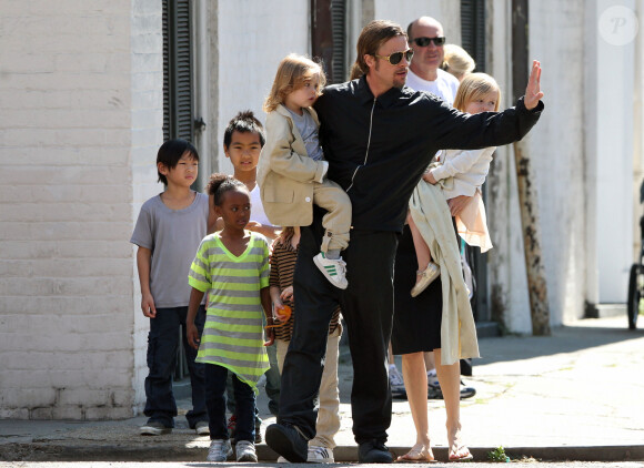 Brad Pitt, Angelina Jolie et leurs six enfants en Louisiane (archive)