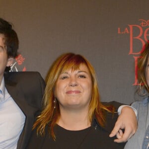 Michèle Bernier avec son fils Enzo et sa fille Charlotte - People à la générale de la comédie musicale "La Belle et la Bête" au Théâtre Mogador à Paris le 24 octobre 2013.