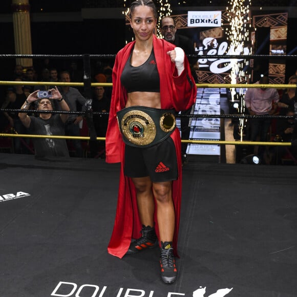 Combat d'Estelle Mossely contre la Malawite Anisha Basheel lors du 1er Gala signé Double Y Boxing à la salle Wagram à Paris le 17 février 2023. © Pierre Perusseau/Bestimage