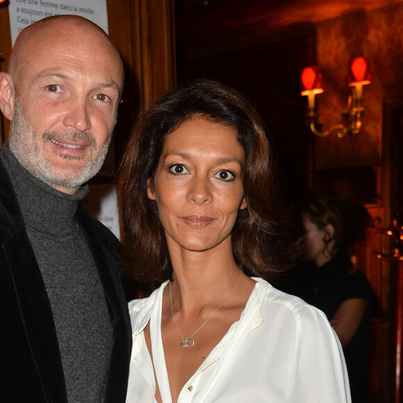 Frank Leboeuf et sa compagne Chrislaure Nollet - Cocktail de lancement du livre "Garde-Robes" de Nathalie Garçon à l'Hôtel Régina à Paris, le 13 octobre 2014.