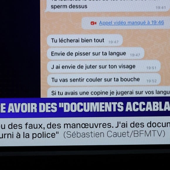 Captures d'écran - Sébastien Cauet est venu s'expliquer et affirmer son innocence sur le plateau de BFM TV à propos des accusations de viols et d'agressions sexuelles par trois femmes dont une mineure au moment des faits. Le 10 décembre 2023. 