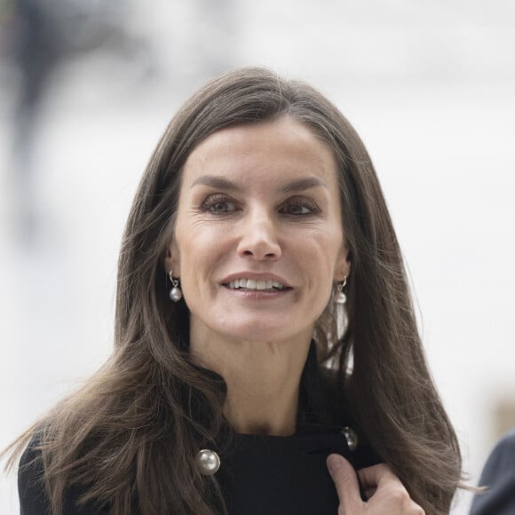 La reine Letizia d'Espagne, en tant que présidente d'honneur de FAD Youth, préside la réunion de son conseil d'administration à Madrid, le 12 décembre 2023. 